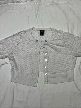 Light Gray Knit Button-Up Women's Cardigan Sweater